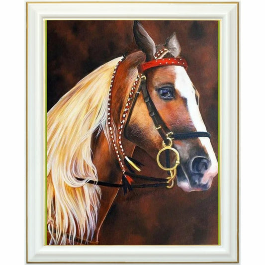 Diamond painting - Élégance du cheval au harnais décoré
