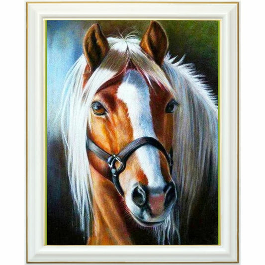 Diamond painting - Regard noble du cheval à la crinière blanche