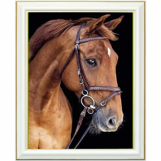Diamond painting - Force et élégance du cheval brun