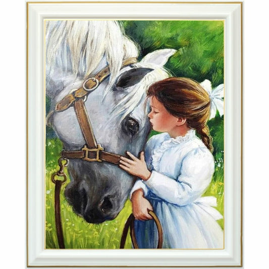Diamond Painting - Tendresse entre une fillette et son cheval