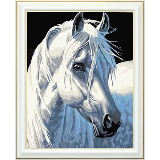 Broderie diamant - Cheval noir et blanc