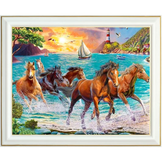 Broderie diamant - Chevaux du Pacifique