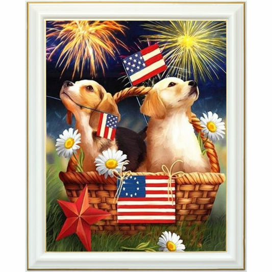 Broderie diamant - Les chiots du 4 juillet