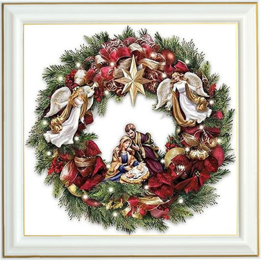 Broderie diamant - Couronne de Noël