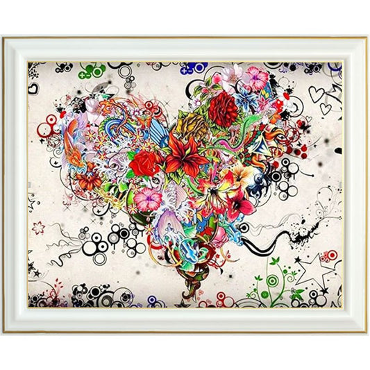 Diamond painting - Cœur de fleurs