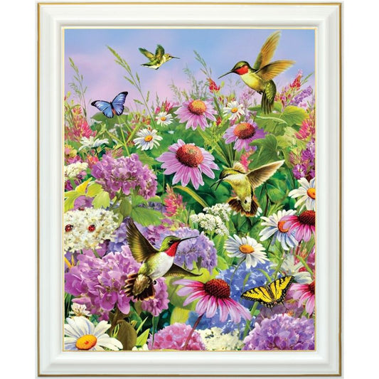 Diamond painting - Colibri et fleurs