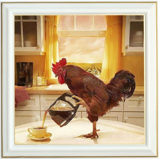 Broderie diamant  - Coq et café