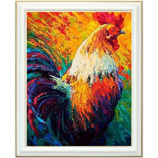 Broderie diamant - Coq multicolore