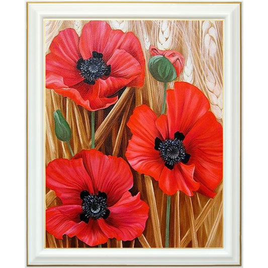 Broderie diamant - Coquelicots