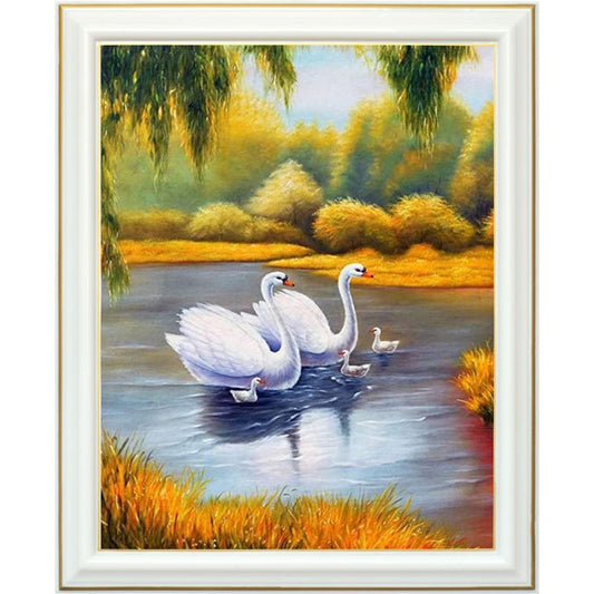 Diamond painting - La famille des cygnes