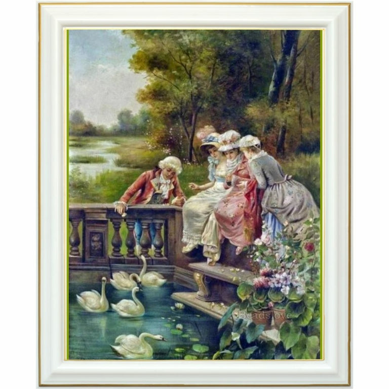 Diamond painting - Balade romantique au bord du lac