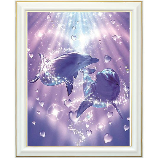Broderie diamant - Amour de dauphins