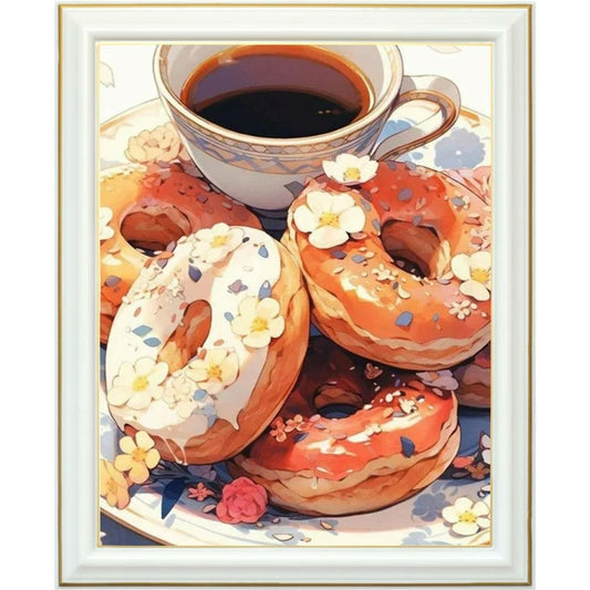 Diamond painting AB - Donuts glacés et café