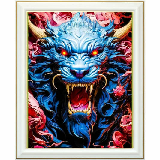 Diamond painting - L'esprit féroce du dragon bleu