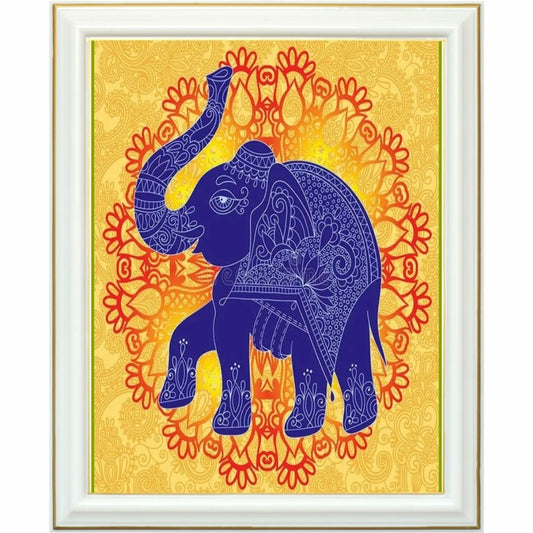 Diamond painting - Élégance de l'Éléphant Bleu en Mandala