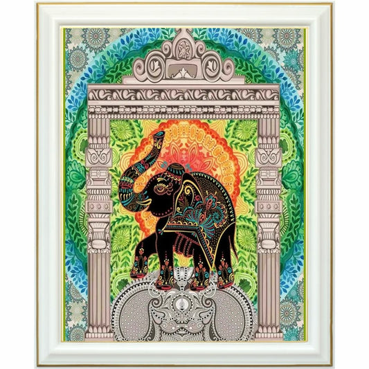 Diamond painting - Éléphant Royal en Mandala Oriental