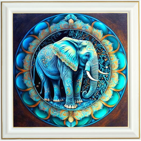 Diamond painting - Éléphant Céleste mandala bleu