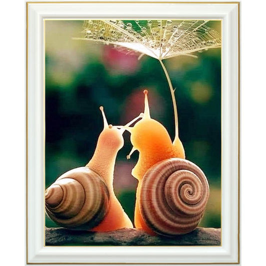 Broderie diamant - Deux escargots
