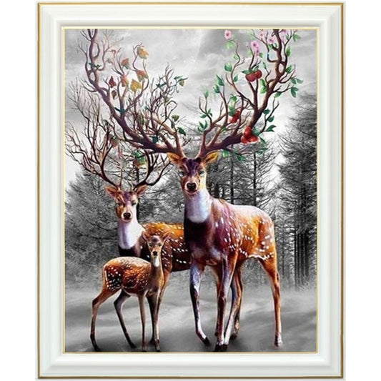 Broderie diamant - Famille cerf