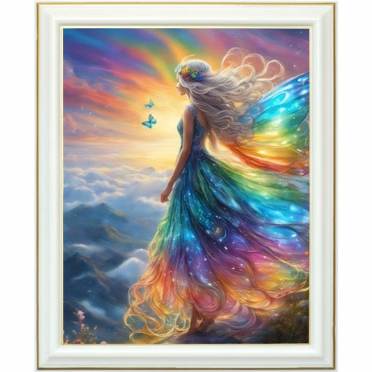 Diamond painting - Fée arc-en-ciel au coucher du soleil