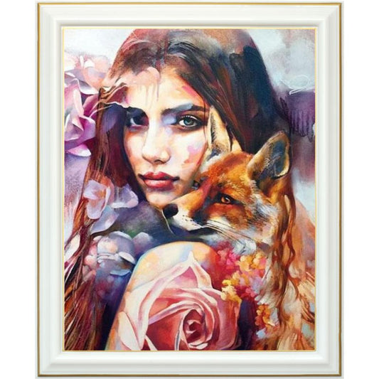 Broderie diamant - Femme et renard