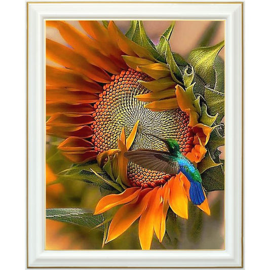 Broderie diamant - Tournesol et colibri