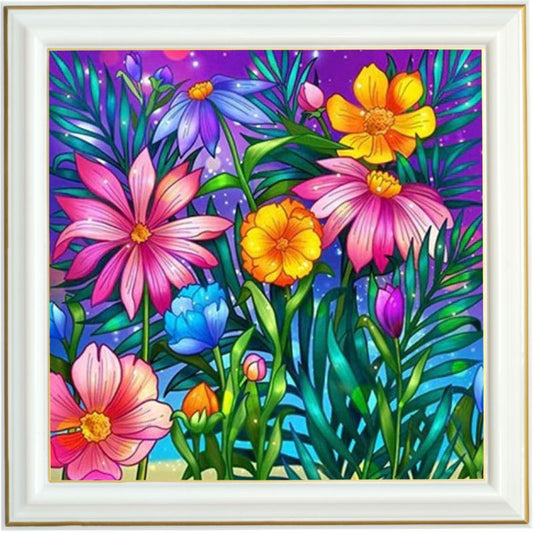 Broderie diamant - Fleurs nocturnes