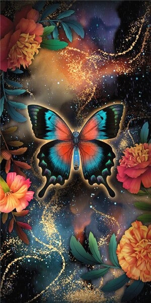 Diamond painting XXL - Papillon et fleurs