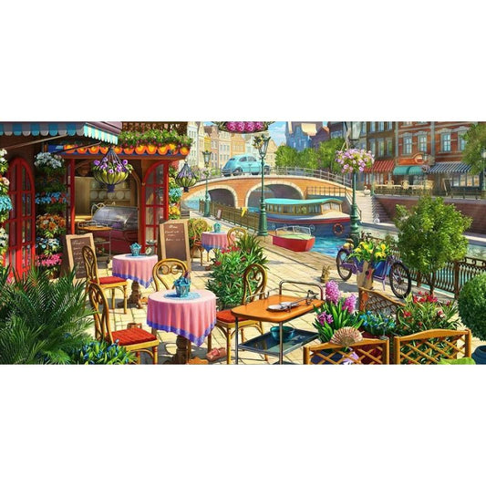 Diamond painting XXL - Terrasse de café au bord du canal