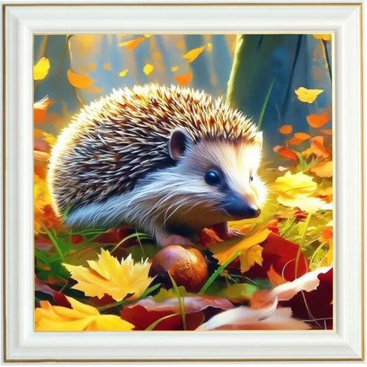 Diamond painting - Hérisson dans une forêt automnale