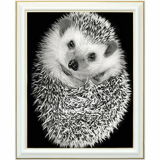 Broderie diamant - Hérisson noir et blanc