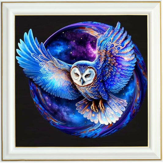 Broderie diamant - Hibou bleu