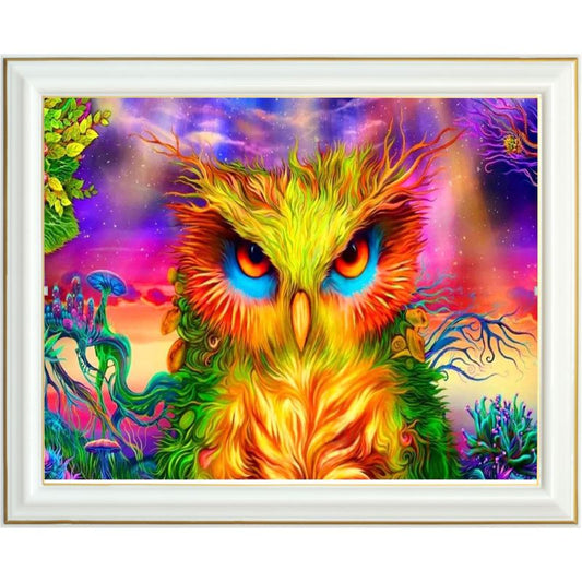 Diamond painting - Hibou multicolore