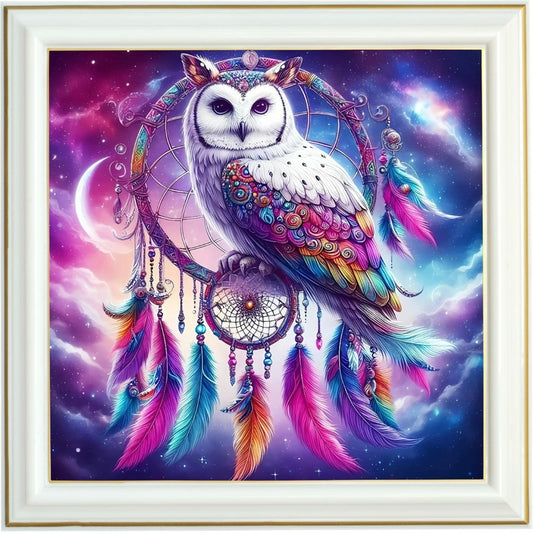 Diamond painting - Chouette mystique avec attrape-rêves