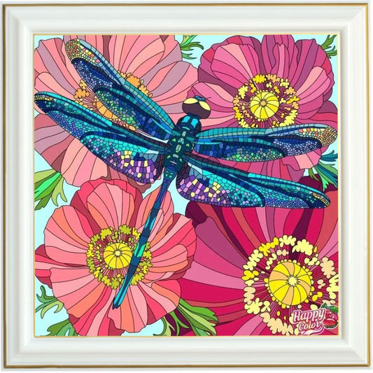 Broderie diamant - Dessin de libellule
