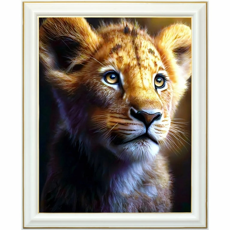 Diamond Painting - Regard innocent d'un lionceau émerveillé