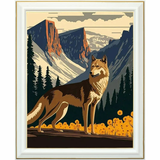 Diamond Painting - Loup majestueux dans un paysage alpin