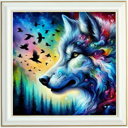 Diamond painting AB - Loup mystique et étoilé