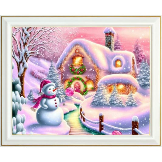 Magie d'Hiver : Kit de Diamond Painting Bonhomme de Neige