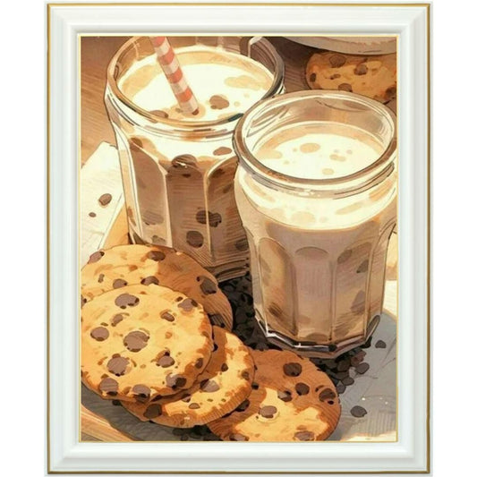 Diamond painting AB - Milkshake et cookies aux pépites de chocolat