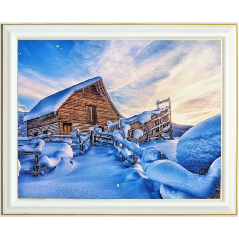 Diamond painting - Cabane Enneigée au Lever du Jour