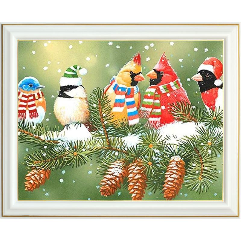 Broderie diamant - Petits oiseaux d'hiver