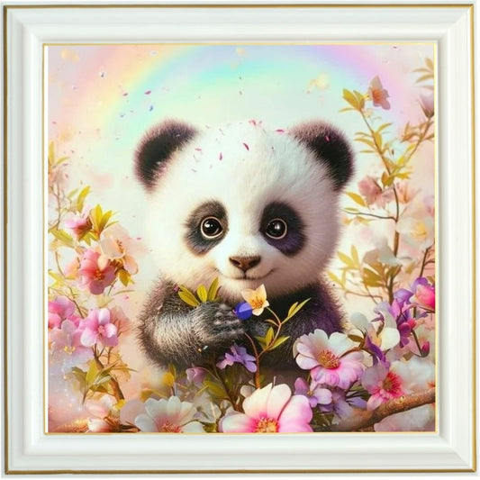 Diamond painting - Panda sous l'arc-en-ciel