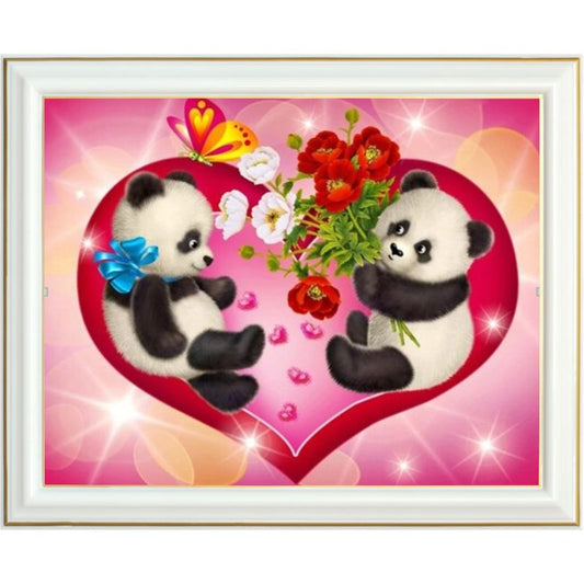 Diamond painting - Amour de pandas