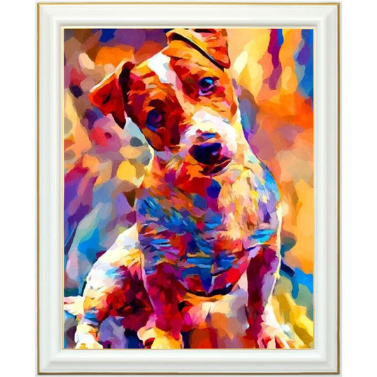 Broderie diamant - Peinture chien multicolore