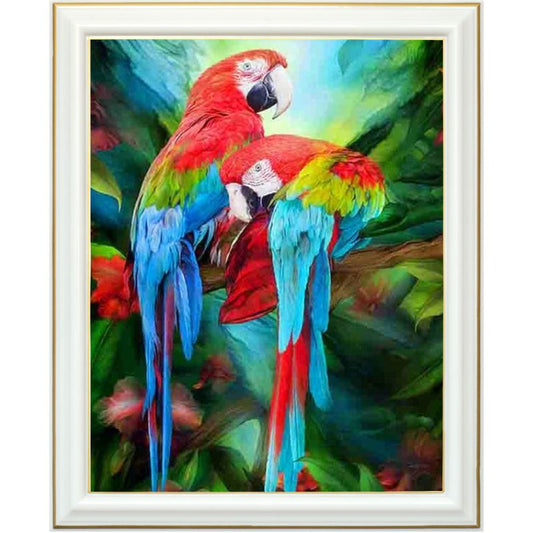 Peinture diamant - Couple de perroquets