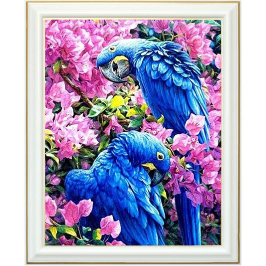 Broderie diamant - Perroquets bleus