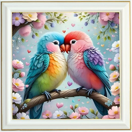 Diamond painting - Amour de perruches