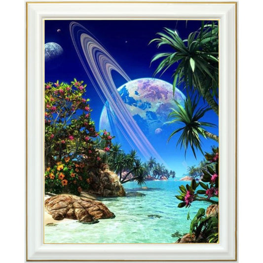 Broderie diamant - Plage et planète