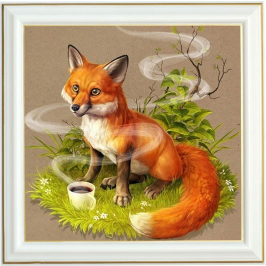 Broderie diamant - La pause du renard
